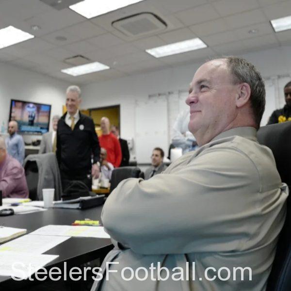 Kevin_Colbert_Pittsburgh_Steelers_2019_NFL_Draft Pittsburgh Steelers GM Kevin Colbert watches the 2019 NFL Draft from the Steelers war room