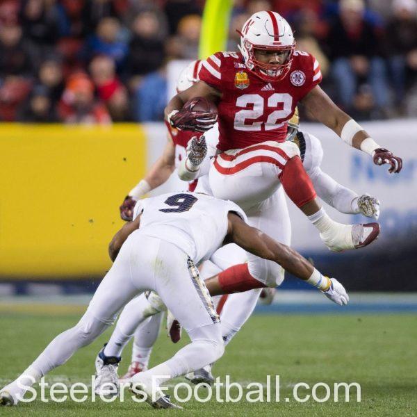 Running back Devine Ozigbo of the University of Nebraska runs the ball