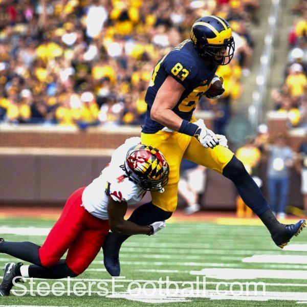 Michigan Wolverines tight end Zach Gentry makes a contested catch